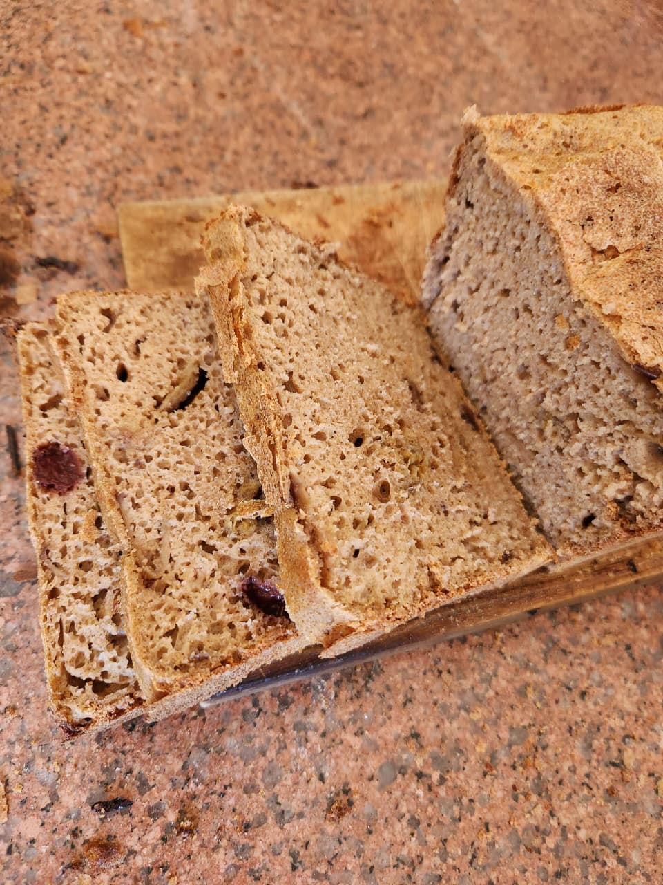 Sliced fruited loaf showing the crumb