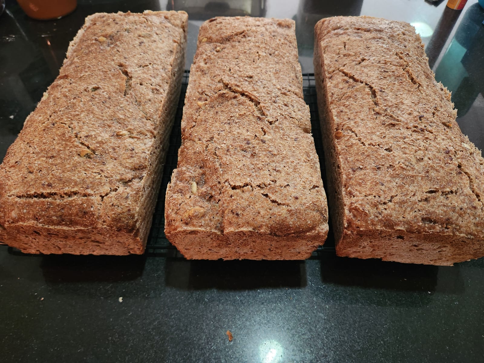 Seeded brown loaves fresh from the oven